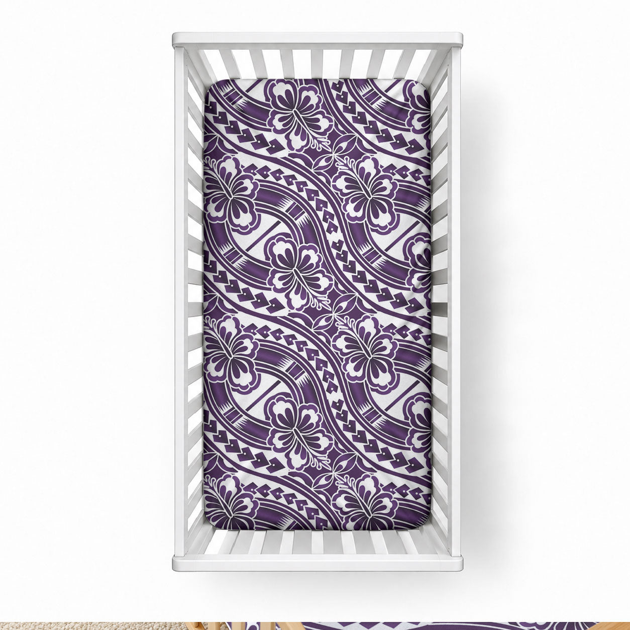 Hibiscus Bloom Island Tribal Waves Baby Bed Cover Purple Polynesian Pattern LT01 28 × 52 in Purple - Polynesian Pride