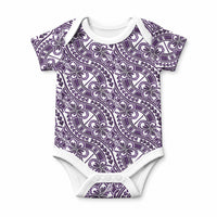 Hibiscus Bloom Island Tribal Waves Baby Onesie Purple Polynesian Pattern