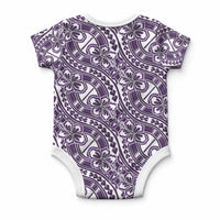 Hibiscus Bloom Island Tribal Waves Baby Onesie Purple Polynesian Pattern