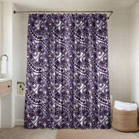 Hibiscus Bloom Island Tribal Waves Bathroom Set Purple Polynesian Pattern