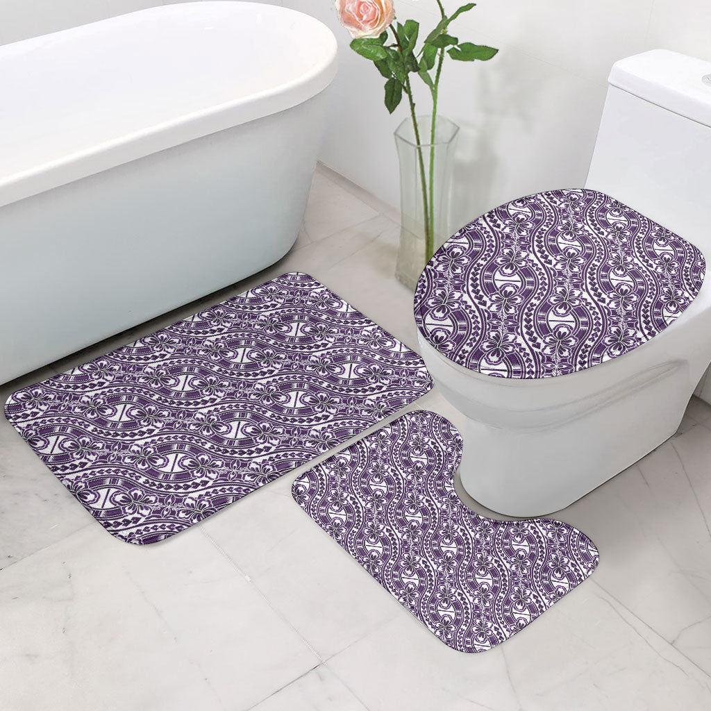 Hibiscus Bloom Island Tribal Waves Bathroom Set Purple Polynesian Pattern