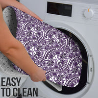 Hibiscus Bloom Island Tribal Waves Bathroom Set Purple Polynesian Pattern