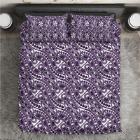 Hibiscus Bloom Island Tribal Waves Bedding Set Purple Polynesian Pattern