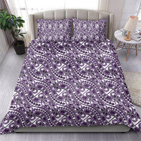 Hibiscus Bloom Island Tribal Waves Bedding Set Purple Polynesian Pattern