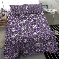 Hibiscus Bloom Island Tribal Waves Bedding Set Purple Polynesian Pattern
