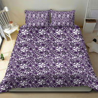 Hibiscus Bloom Island Tribal Waves Bedding Set Purple Polynesian Pattern