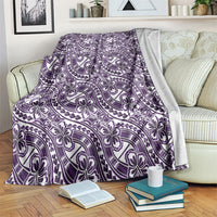 Hibiscus Bloom Island Tribal Waves Blanket Purple Polynesian Pattern