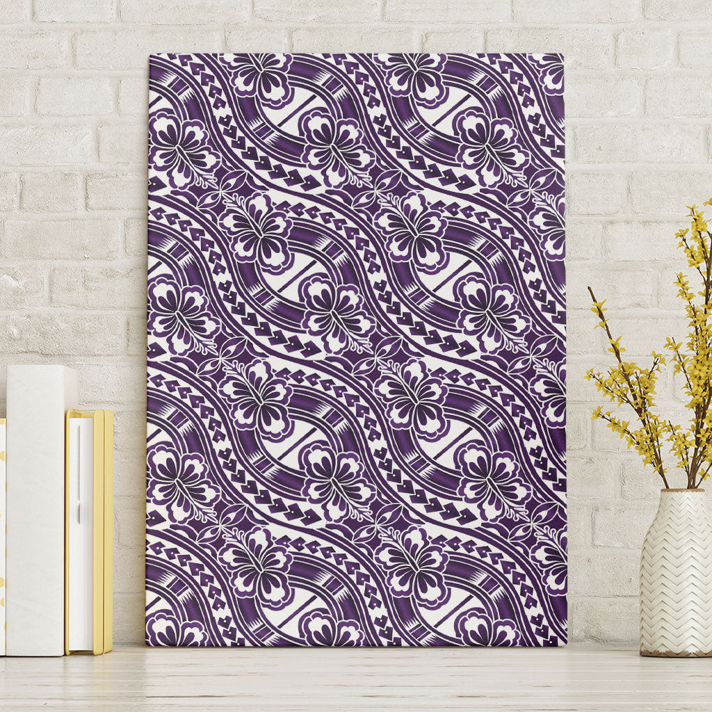 Hibiscus Bloom Island Tribal Waves Canvas Wall Art Purple Polynesian Pattern LT01 Without Frame Purple - Polynesian Pride