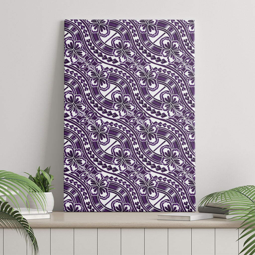 Hibiscus Bloom Island Tribal Waves Canvas Wall Art Purple Polynesian Pattern LT01 - Polynesian Pride