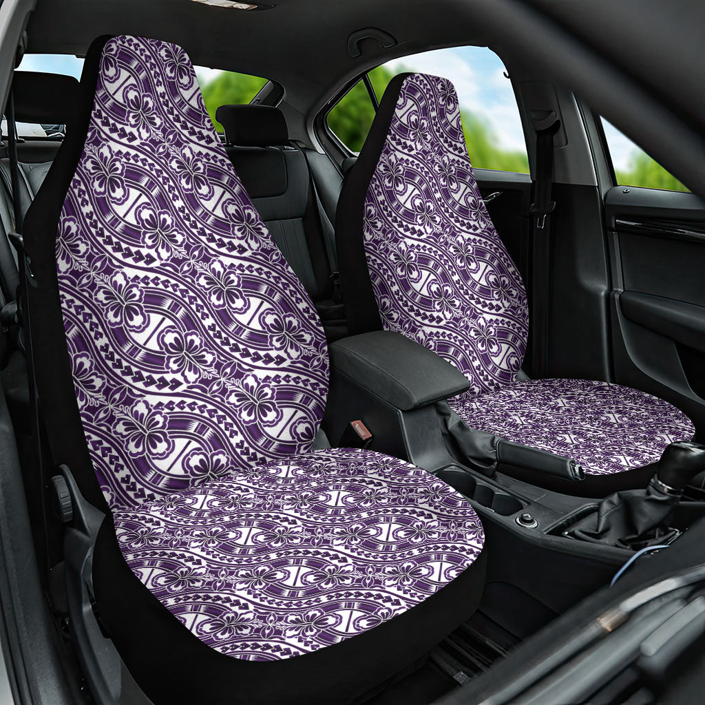 Hibiscus Bloom Island Tribal Waves Car Seat Cover Purple Polynesian Pattern
