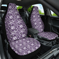 Hibiscus Bloom Island Tribal Waves Car Seat Cover Purple Polynesian Pattern