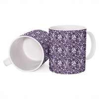 Hibiscus Bloom Island Tribal Waves Ceramic Mug Purple Polynesian Pattern