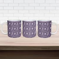 Hibiscus Bloom Island Tribal Waves Ceramic Mug Purple Polynesian Pattern