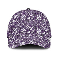 Hibiscus Bloom Island Tribal Waves Classic Cap Purple Polynesian Pattern