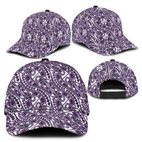 Hibiscus Bloom Island Tribal Waves Classic Cap Purple Polynesian Pattern