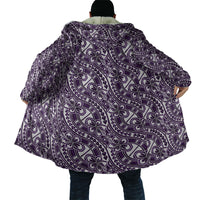Hibiscus Bloom Island Tribal Waves Cloak Purple Polynesian Pattern