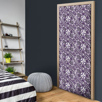 Hibiscus Bloom Island Tribal Waves Door Cover Purple Polynesian Pattern