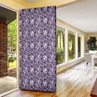 Hibiscus Bloom Island Tribal Waves Door Cover Purple Polynesian Pattern