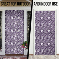 Hibiscus Bloom Island Tribal Waves Door Cover Purple Polynesian Pattern