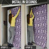 Hibiscus Bloom Island Tribal Waves Door Cover Purple Polynesian Pattern