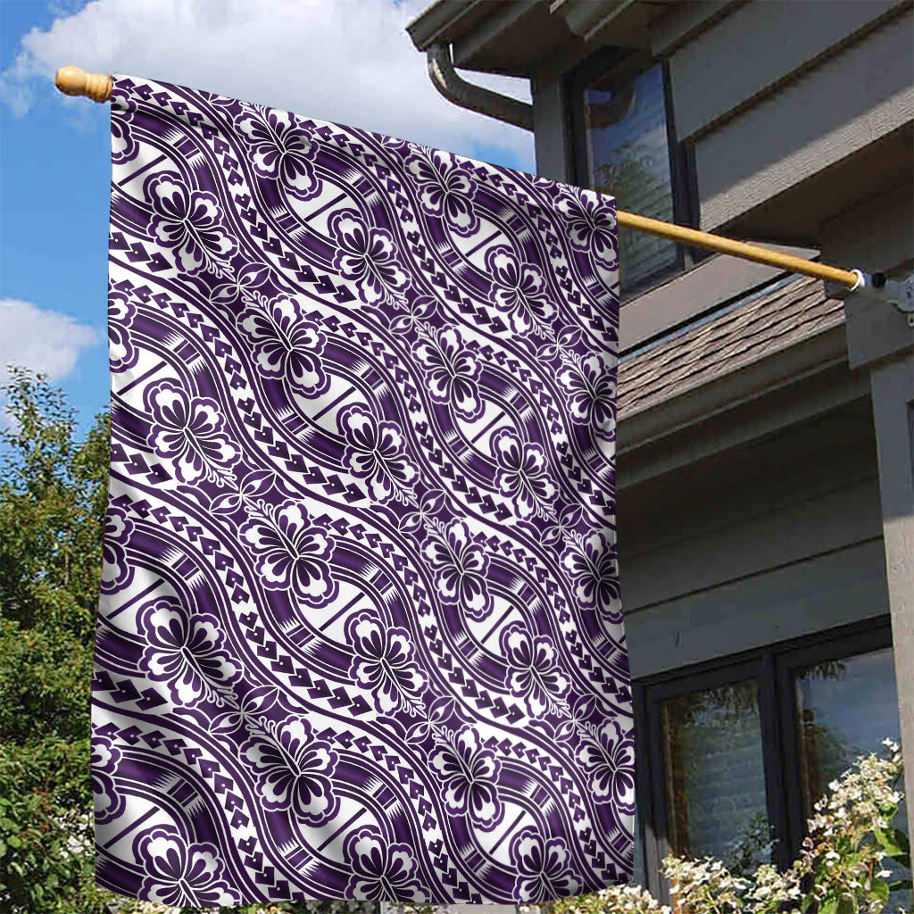 Hibiscus Bloom Island Tribal Waves Garden Flag Purple Polynesian Pattern LT01 - Polynesian Pride