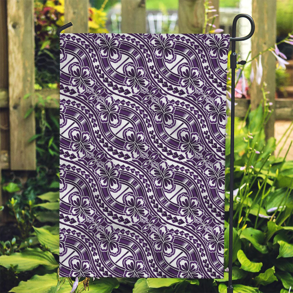 Hibiscus Bloom Island Tribal Waves Garden Flag Purple Polynesian Pattern LT01 Garden Flag Purple - Polynesian Pride