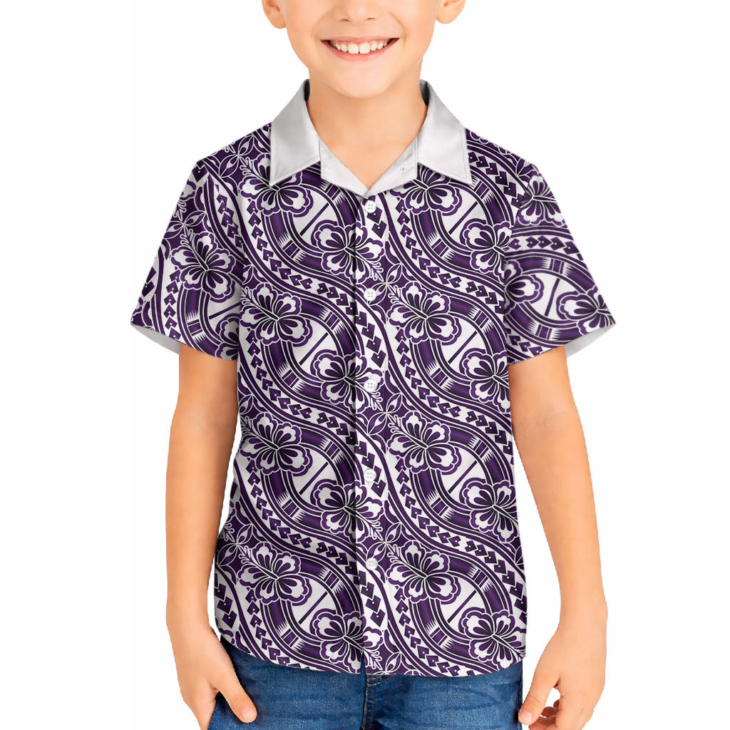 Hibiscus Bloom Island Tribal Waves Hawaiian Shirt Purple Polynesian Pattern LT01 - Polynesian Pride