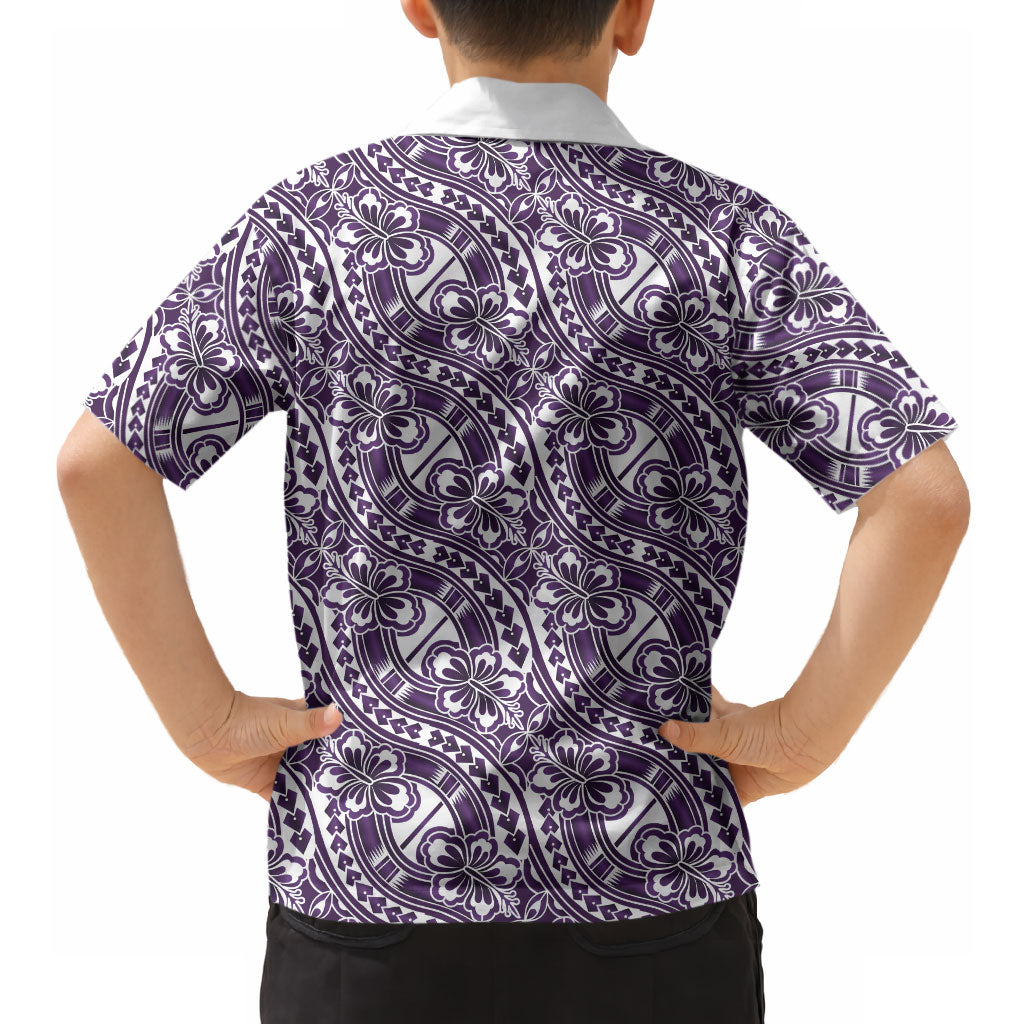 Hibiscus Bloom Island Tribal Waves Hawaiian Shirt Purple Polynesian Pattern LT01 - Polynesian Pride