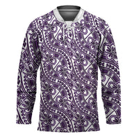 Hibiscus Bloom Island Tribal Waves Hockey Jersey Purple Polynesian Pattern