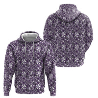 Hibiscus Bloom Island Tribal Waves Hoodie Purple Polynesian Pattern