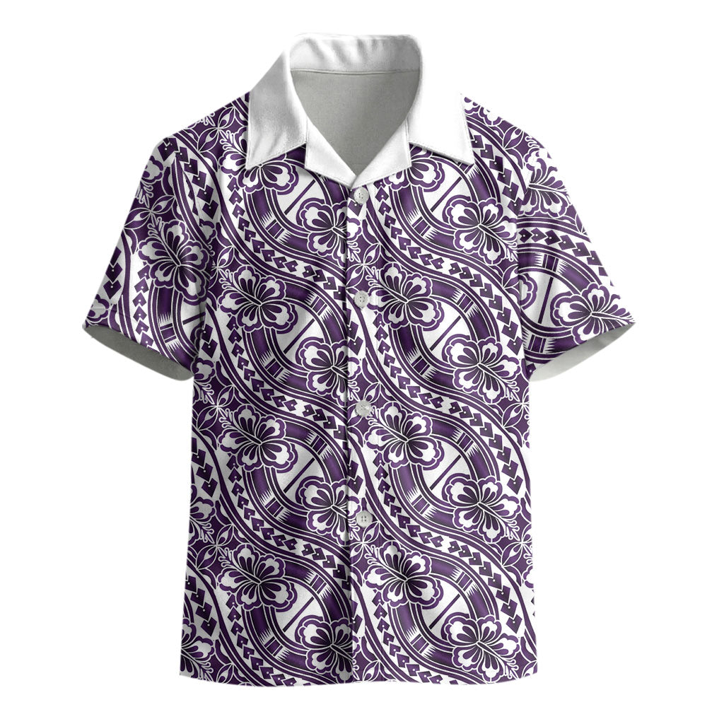 Hibiscus Bloom Island Tribal Waves Kid Hawaiian Shirt Purple Polynesian Pattern LT01 - Polynesian Pride