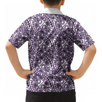 Hibiscus Bloom Island Tribal Waves Kid Hawaiian Shirt Purple Polynesian Pattern LT01 - Polynesian Pride