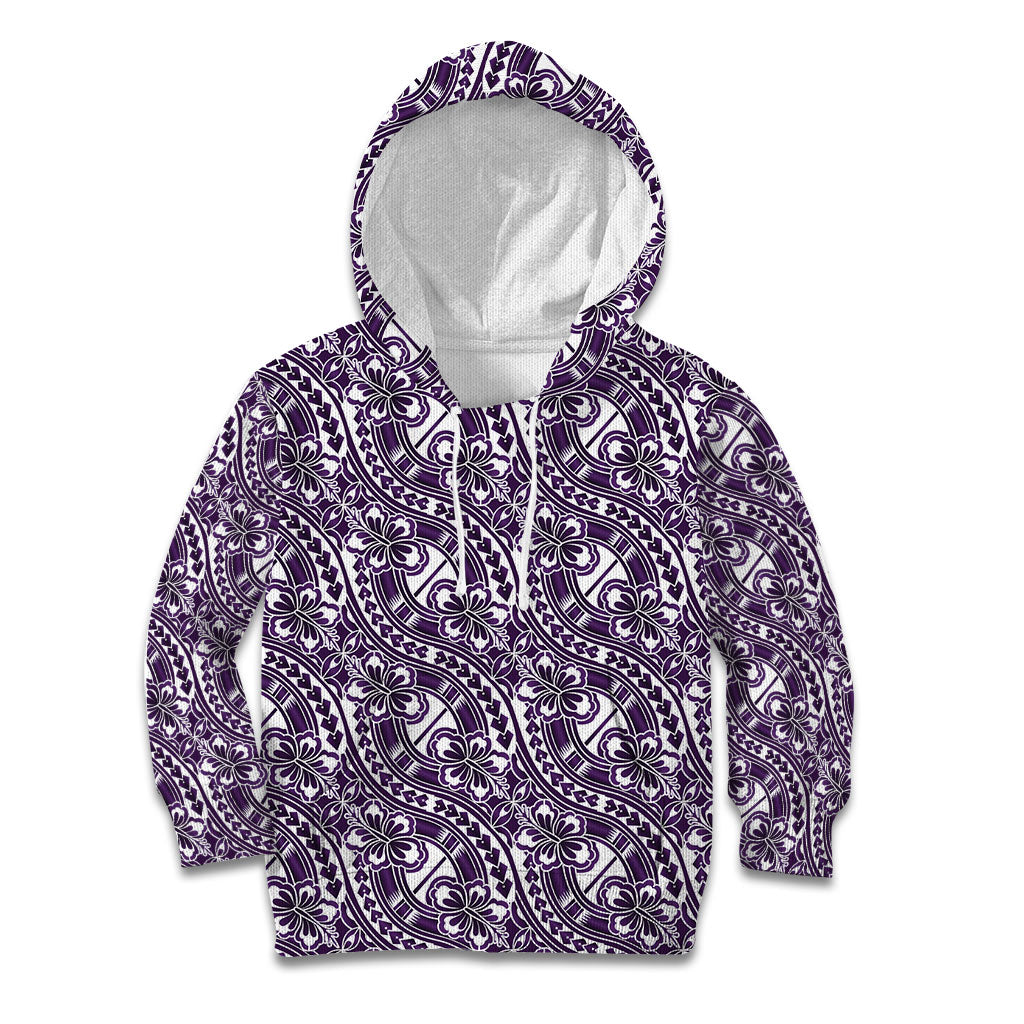 Hibiscus Bloom Island Tribal Waves Kid Hoodie Purple Polynesian Pattern LT01 Hoodie Purple - Polynesian Pride