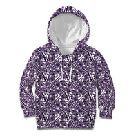 Hibiscus Bloom Island Tribal Waves Kid Hoodie Purple Polynesian Pattern LT01 Hoodie Purple - Polynesian Pride