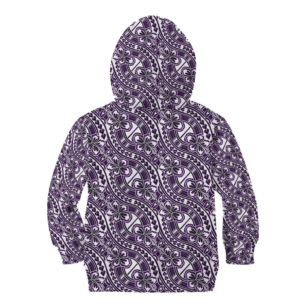 Hibiscus Bloom Island Tribal Waves Kid Hoodie Purple Polynesian Pattern LT01 - Polynesian Pride