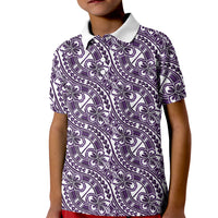 Hibiscus Bloom Island Tribal Waves Kid Polo Shirt Purple Polynesian Pattern LT01 Kid Purple - Polynesian Pride