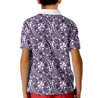 Hibiscus Bloom Island Tribal Waves Kid Polo Shirt Purple Polynesian Pattern LT01 - Polynesian Pride