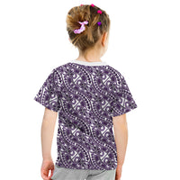 Hibiscus Bloom Island Tribal Waves Kid T Shirt Purple Polynesian Pattern LT01 - Polynesian Pride
