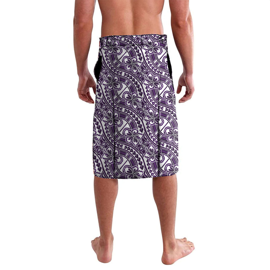 Hibiscus Bloom Island Tribal Waves Lavalava Purple Polynesian Pattern