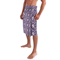 Hibiscus Bloom Island Tribal Waves Lavalava Purple Polynesian Pattern