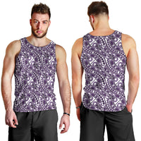 Hibiscus Bloom Island Tribal Waves Men Tank Top Purple Polynesian Pattern LT01 - Polynesian Pride