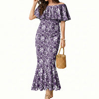 Hibiscus Bloom Island Tribal Waves Mermaid Dress Purple Polynesian Pattern LT01 Women Purple - Polynesian Pride