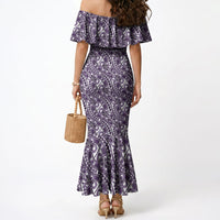 Hibiscus Bloom Island Tribal Waves Mermaid Dress Purple Polynesian Pattern LT01 - Polynesian Pride