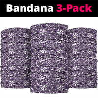 Hibiscus Bloom Island Tribal Waves Neck Gaiter Purple Polynesian Pattern