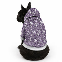 Hibiscus Bloom Island Tribal Waves Pet Hoodie Purple Polynesian Pattern