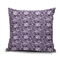 Hibiscus Bloom Island Tribal Waves Pillow Cover Purple Polynesian Pattern