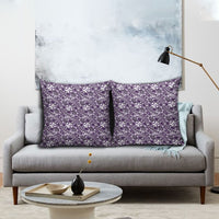 Hibiscus Bloom Island Tribal Waves Pillow Cover Purple Polynesian Pattern