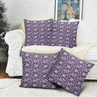 Hibiscus Bloom Island Tribal Waves Pillow Cover Purple Polynesian Pattern