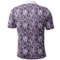 Hibiscus Bloom Island Tribal Waves Polo Shirt Purple Polynesian Pattern LT01 - Polynesian Pride