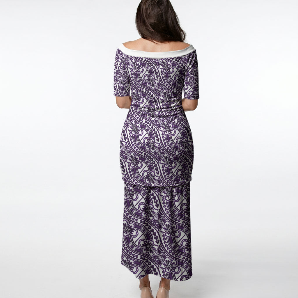 Hibiscus Bloom Island Tribal Waves Puletasi Purple Polynesian Pattern LT01 - Polynesian Pride